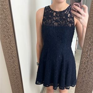 BB Dakota Navy Blue Lace Fit and Flair Dress - Size 6